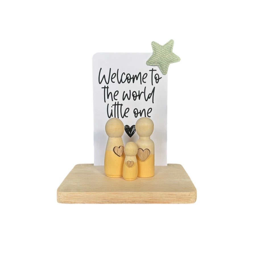 Wooden Peg Family “Welcome to the World Little One” - Twinkle and Giraffe Designs