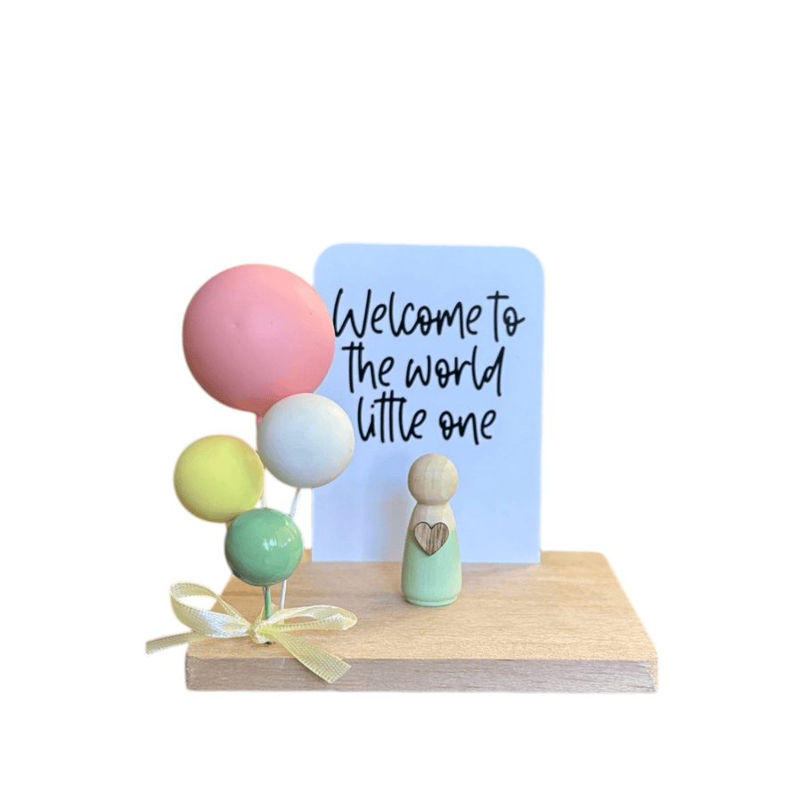 Wooden Peg Family “Welcome to the World Little One” - Twinkle and Giraffe Designs