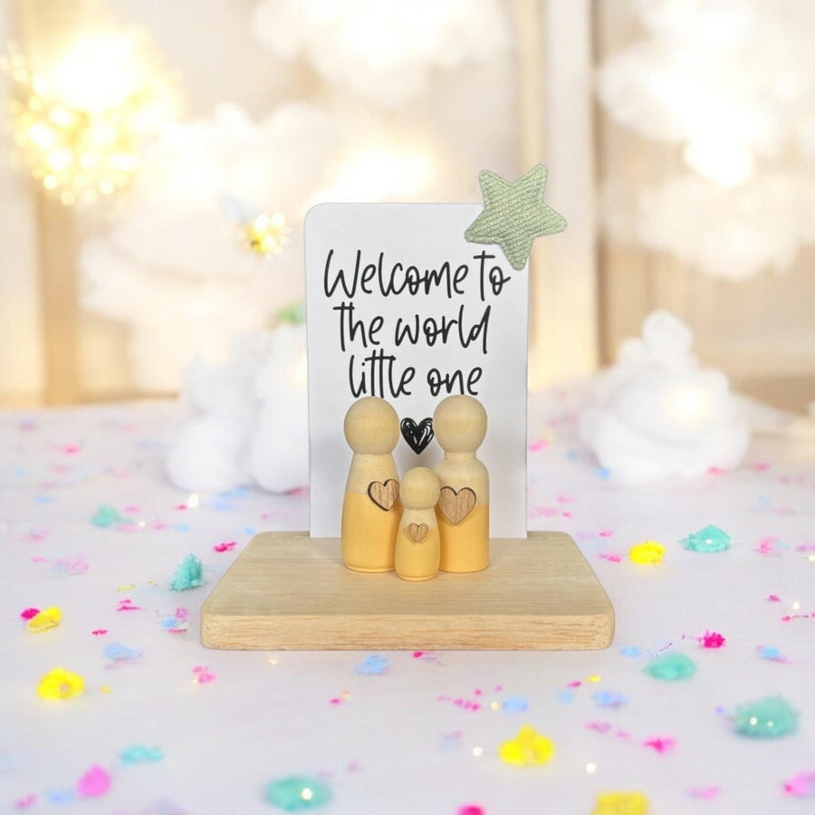 Wooden Peg Family “Welcome to the World Little One” - Twinkle and Giraffe Designs