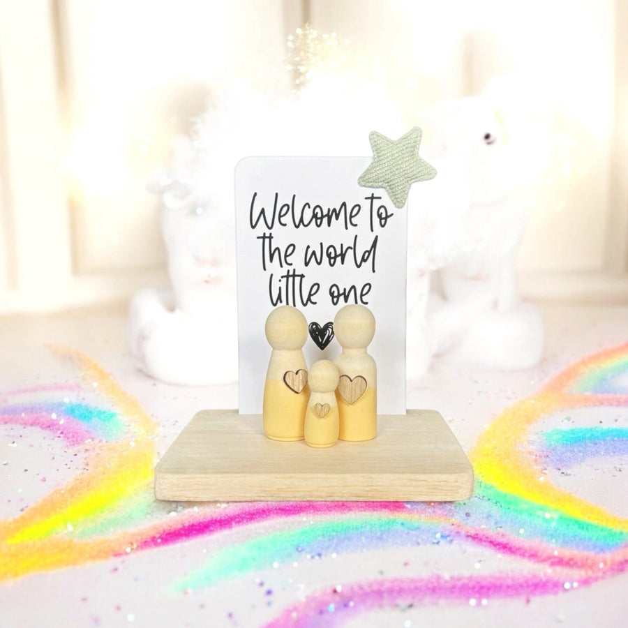 Wooden Peg Family “Welcome to the World Little One” - Twinkle and Giraffe Designs
