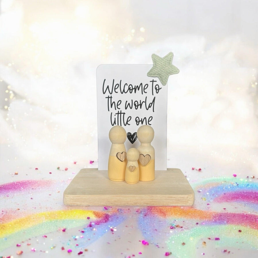 Wooden Peg Family “Welcome to the World Little One” - Twinkle and Giraffe Designs
