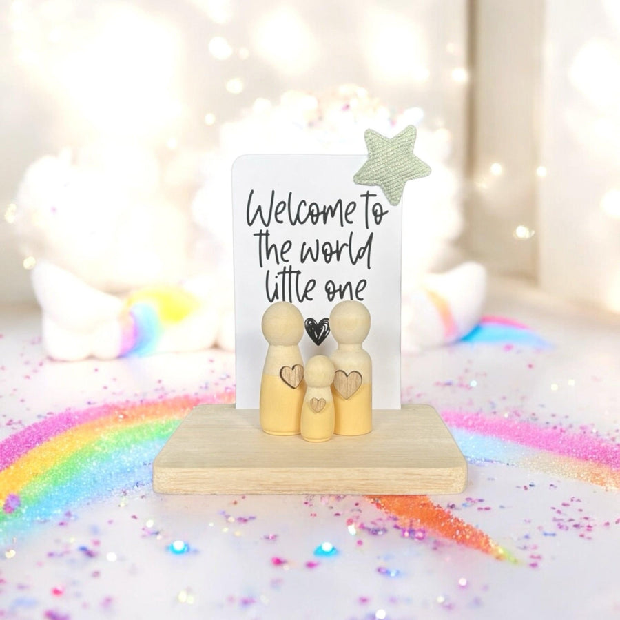 Wooden Peg Family “Welcome to the World Little One” - Twinkle and Giraffe Designs