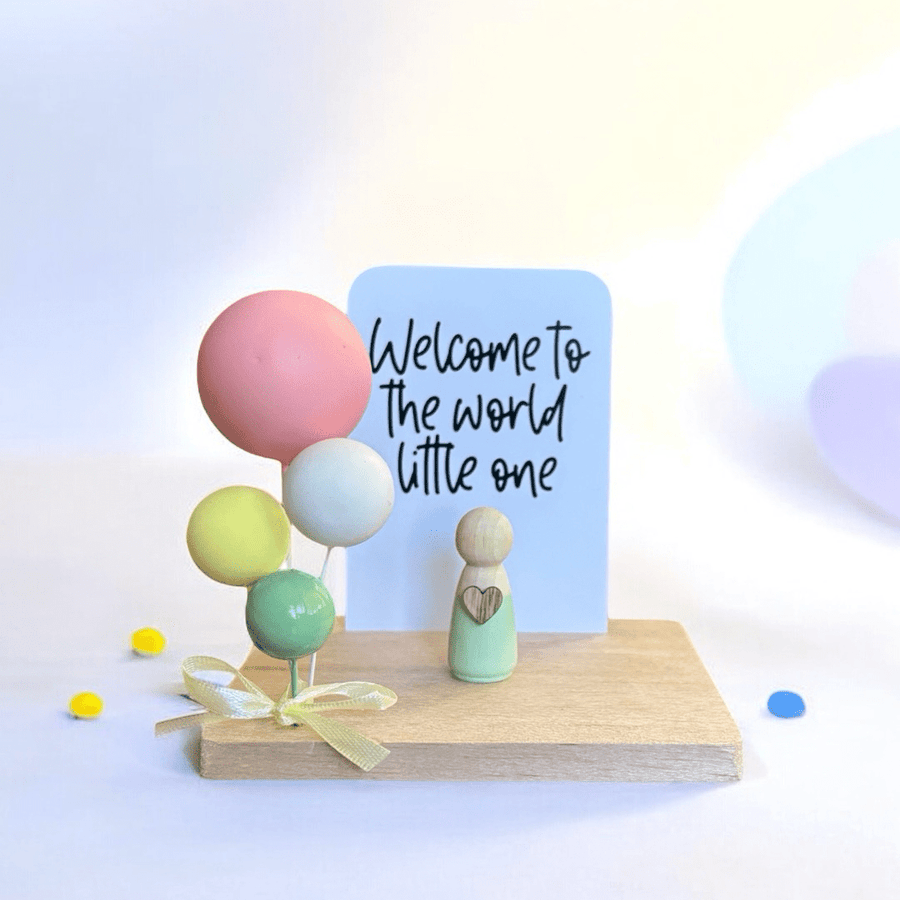 Wooden Peg Family “Welcome to the World Little One” - Twinkle and Giraffe Designs