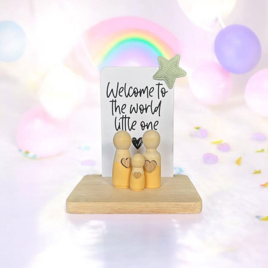 Wooden Peg Family “Welcome to the World Little One” - Twinkle and Giraffe Designs