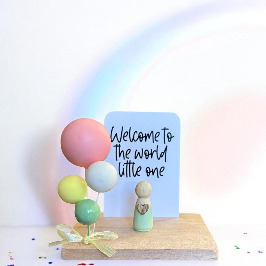 Wooden Peg Family “Welcome to the World Little One” - Twinkle and Giraffe Designs