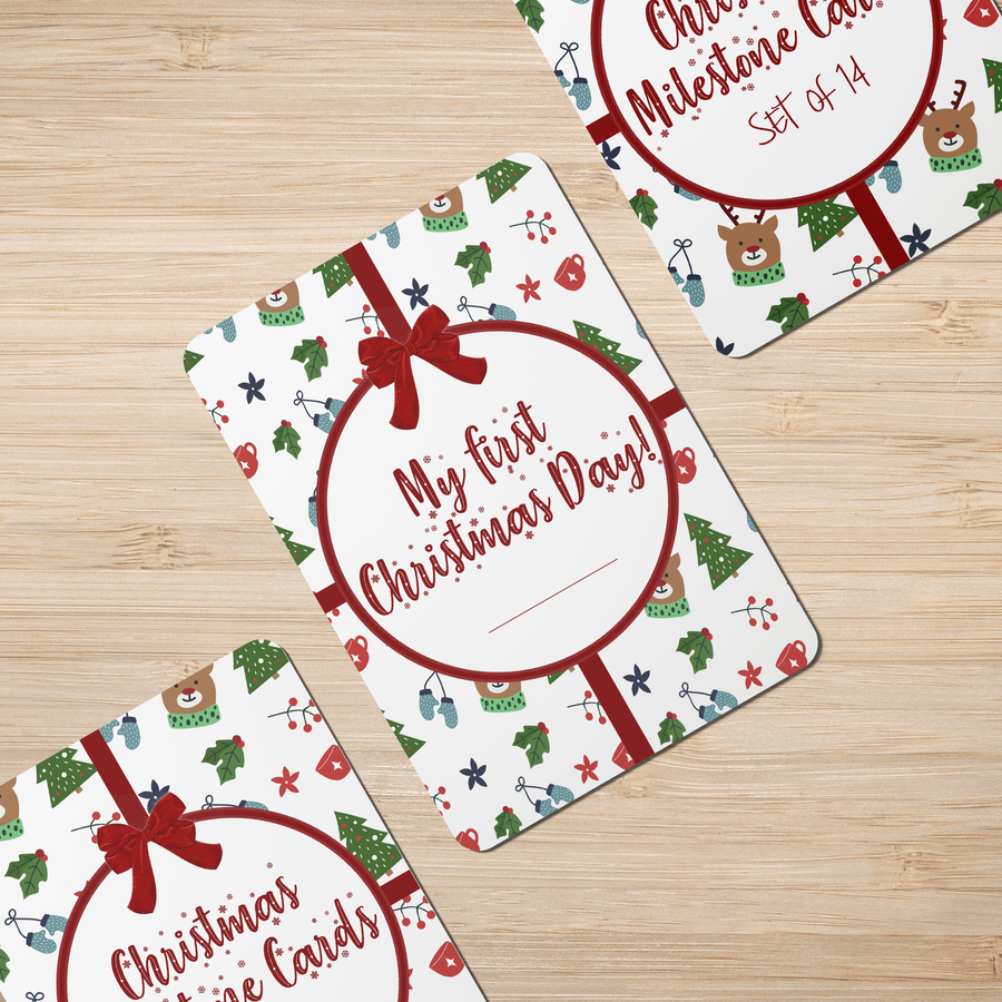 1st Christmas Baby Milestone Cards - Set of 14 - Twinkle and Giraffe Designs