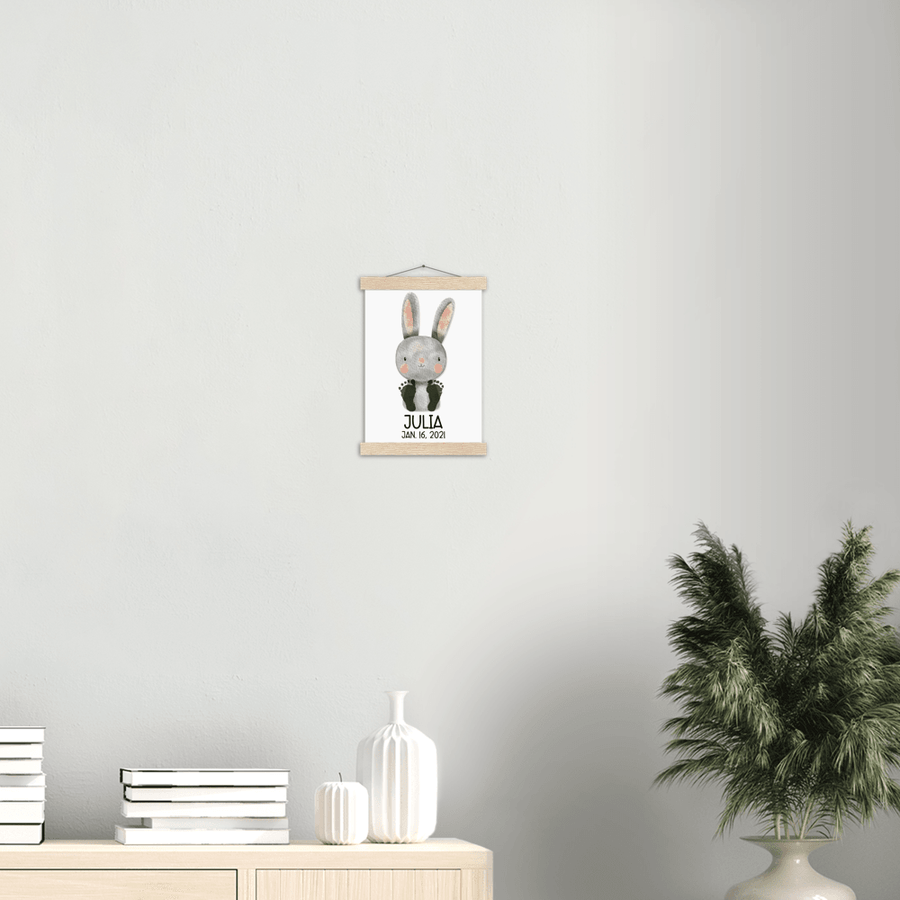 Baby Footprints Personalized Hanging Poster - Bunny - Twinkle and Giraffe Designs