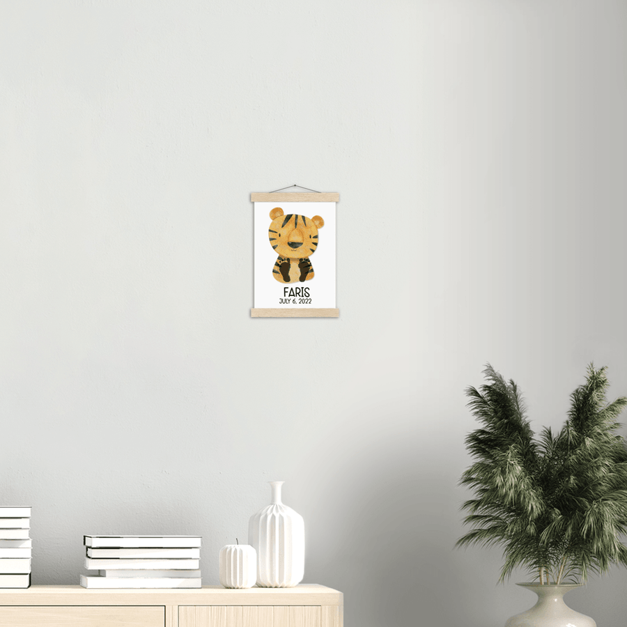 Baby Footprints Personalized Hanging Poster - Tiger - Twinkle and Giraffe Designs
