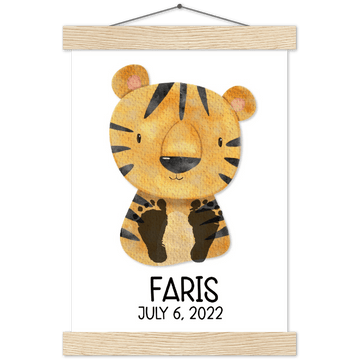 Baby Footprints Personalized Hanging Poster - Tiger - Twinkle and Giraffe Designs