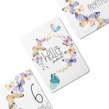 Butterfly Wreath Baby Milestone Cards - Set of 25 - Twinkle and Giraffe Designs