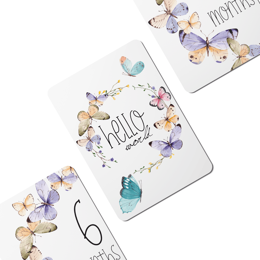 Butterfly Wreath Baby Milestone Cards - Set of 25 - Twinkle and Giraffe Designs