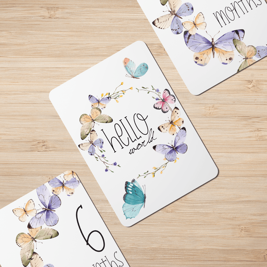 Butterfly Wreath Baby Milestone Cards - Set of 25 - Twinkle and Giraffe Designs
