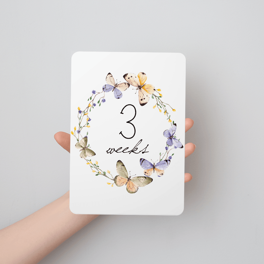 Butterfly Wreath Baby Milestone Cards - Set of 25 - Twinkle and Giraffe Designs