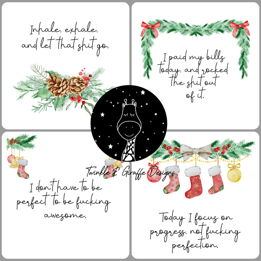 Christmas Mini Sweary Affirmation Cards - Twinkle and Giraffe Designs