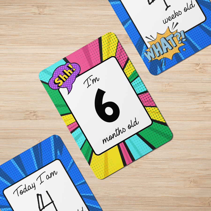 Comic Baby Milestone Cards - Set of 25 - Twinkle and Giraffe Designs
