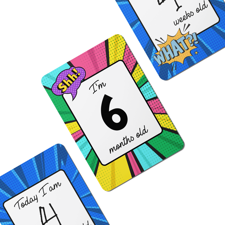 Comic Baby Milestone Cards - Set of 25 - Twinkle and Giraffe Designs