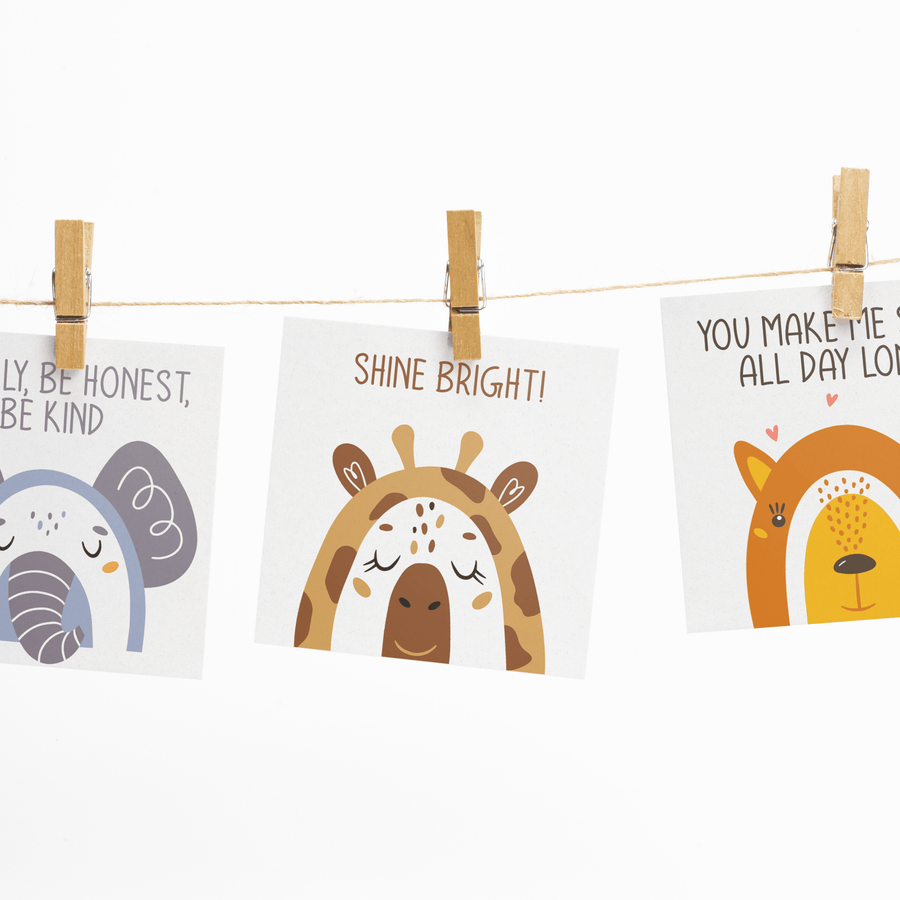Cute Animal Rainbow Lunchbox Notes - Twinkle and Giraffe Designs