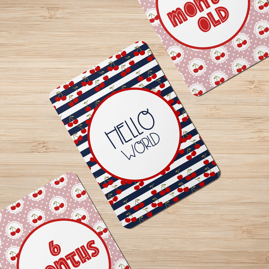 Cute as a Cherry Baby Milestone Cards - Set of 25 - Twinkle and Giraffe Designs