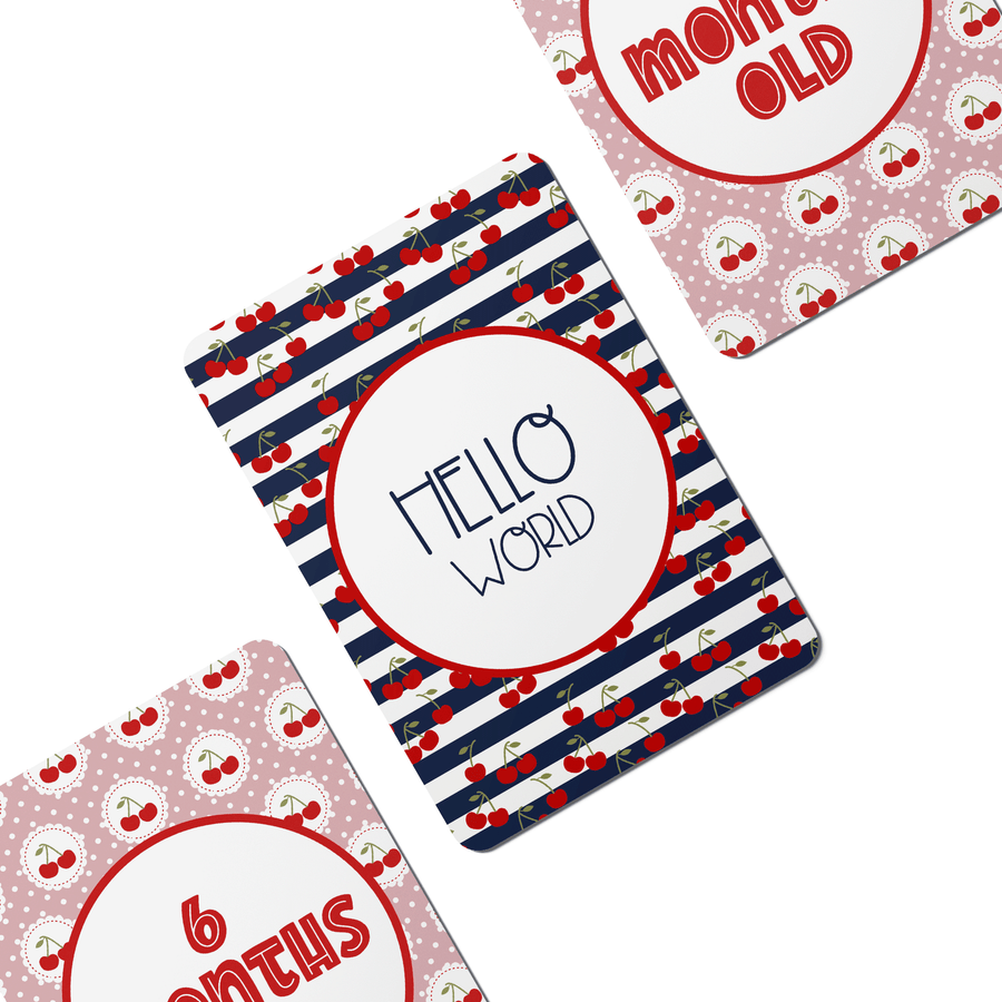 Cute as a Cherry Baby Milestone Cards - Set of 25 - Twinkle and Giraffe Designs