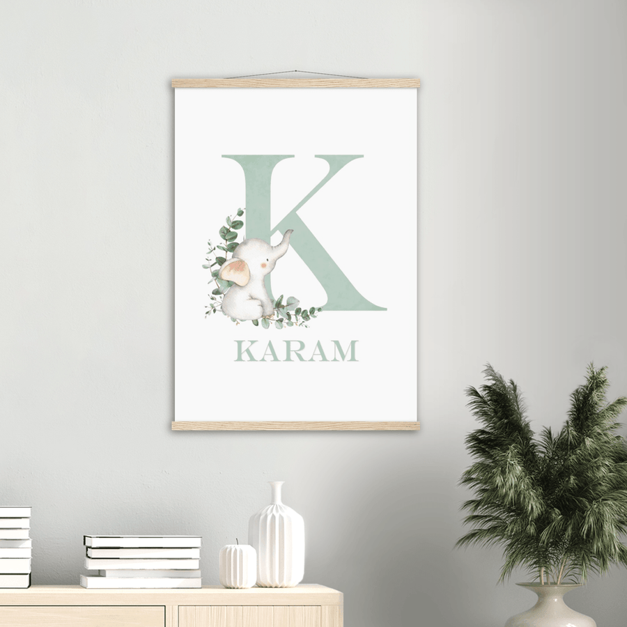 Cute Elephant Alphabet Letter Poster & Hanger - Twinkle and Giraffe Designs