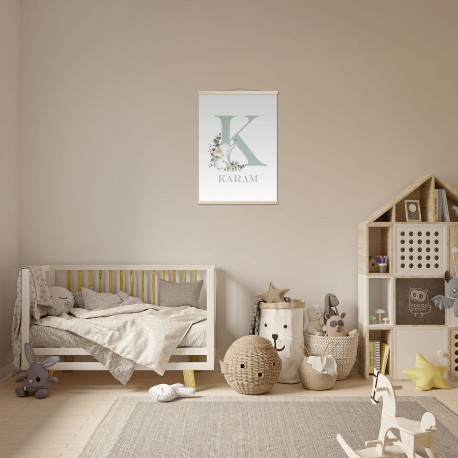 Cute Elephant Alphabet Letter Poster & Hanger - Twinkle and Giraffe Designs