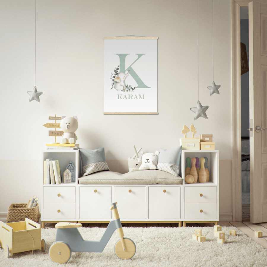 Cute Elephant Alphabet Letter Poster & Hanger - Twinkle and Giraffe Designs