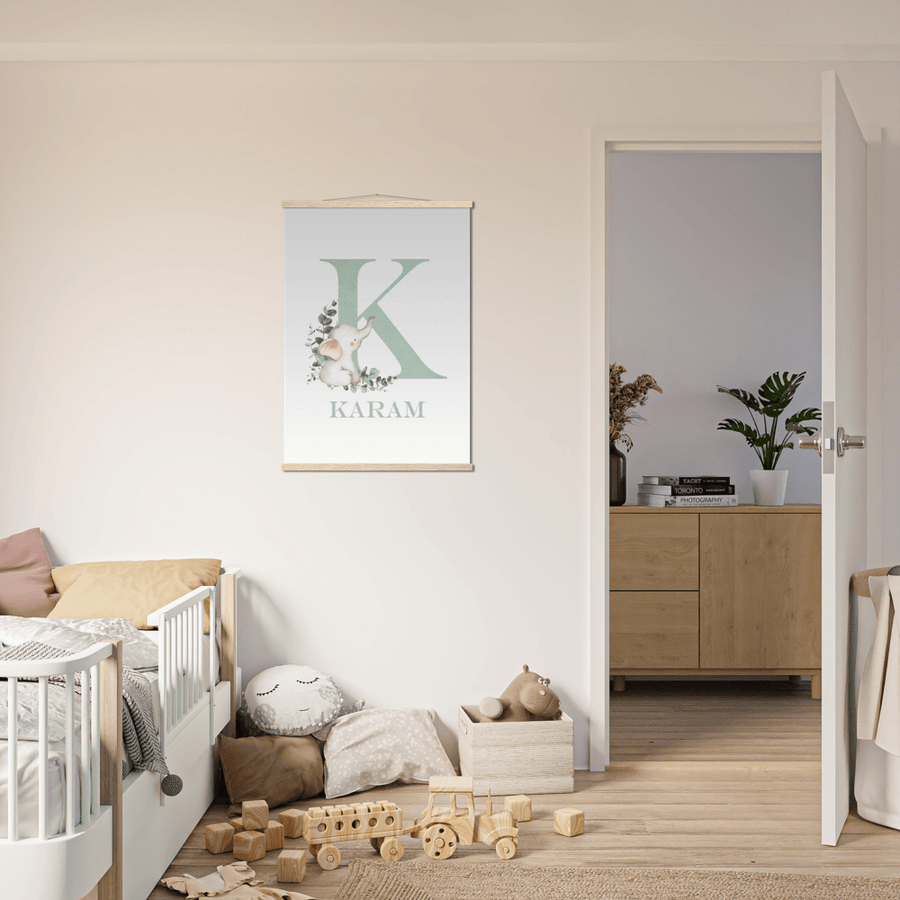 Cute Elephant Alphabet Letter Poster & Hanger - Twinkle and Giraffe Designs