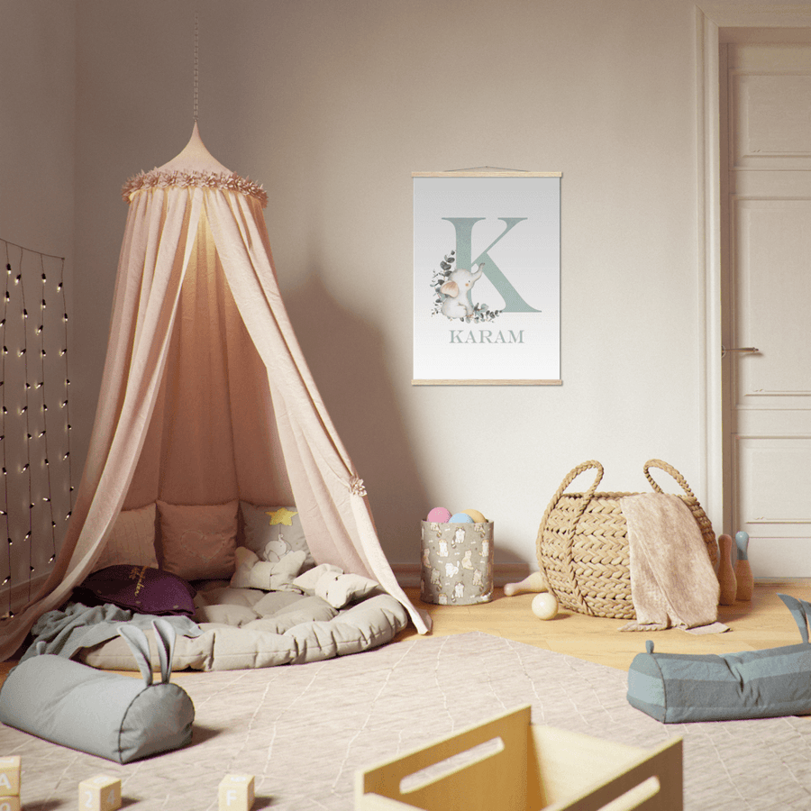 Cute Elephant Alphabet Letter Poster & Hanger - Twinkle and Giraffe Designs