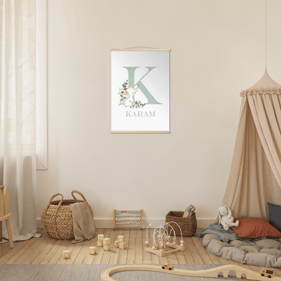 Cute Elephant Alphabet Letter Poster & Hanger - Twinkle and Giraffe Designs
