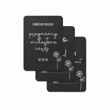 Dandelion in Black Pregnancy Milestone Cards - Set of 30 - Twinkle and Giraffe Designs