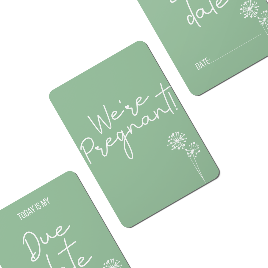 Dandelion in Green Pregnancy Milestone Cards - Set of 30 - Twinkle and Giraffe Designs