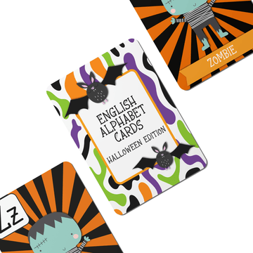 English Alphabet Cards - Halloween Edition - Twinkle and Giraffe Designs
