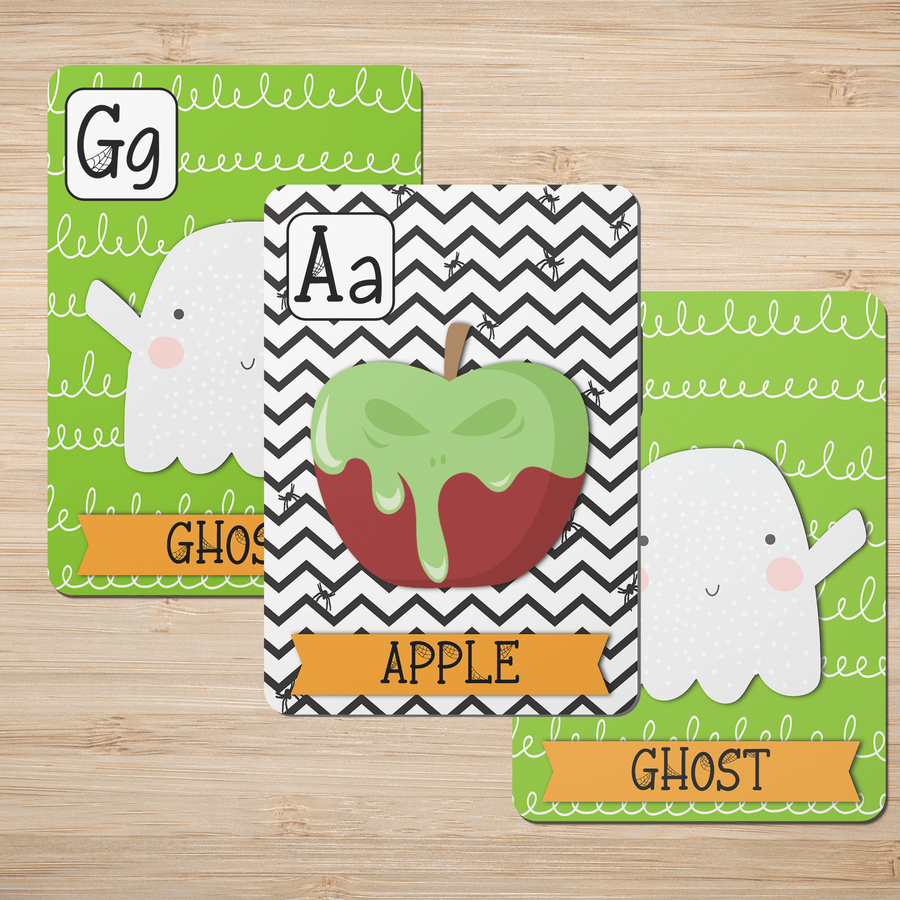 English Alphabet Cards - Halloween Edition - Twinkle and Giraffe Designs