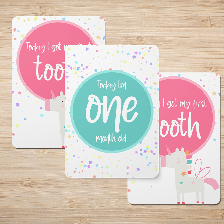 Fairies and Unicorns Baby Milestone Cards - Set of 25 - Twinkle and Giraffe Designs
