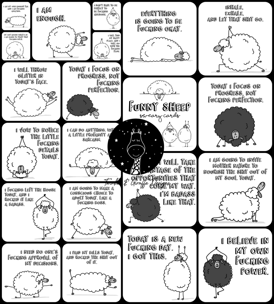 Funny Sheep Mini Sweary Affirmation Cards - Twinkle and Giraffe Designs