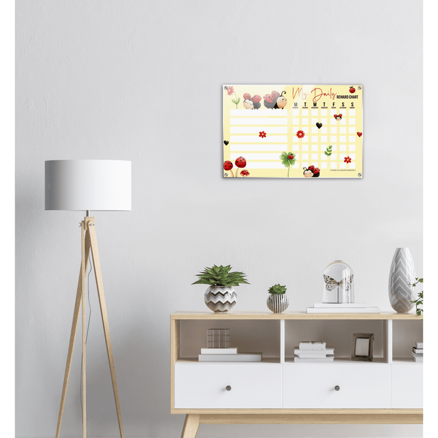 Ladybug Acrylic Reward Chart, Personalized Chore Chart, Acrylic Chore Chart, Kids Responsibility Chat, Dry Erase Chore Chart - Twinkle and Giraffe Designs