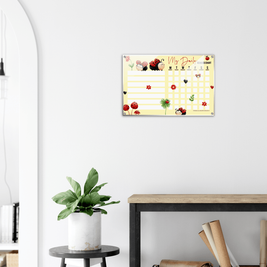 Ladybug Acrylic Reward Chart, Personalized Chore Chart, Acrylic Chore Chart, Kids Responsibility Chat, Dry Erase Chore Chart - Twinkle and Giraffe Designs