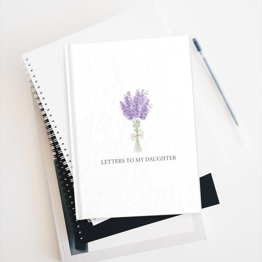 Lavender Bouquet Letters To My Daughter Hard Cover Notebook - Twinkle and Giraffe Designs