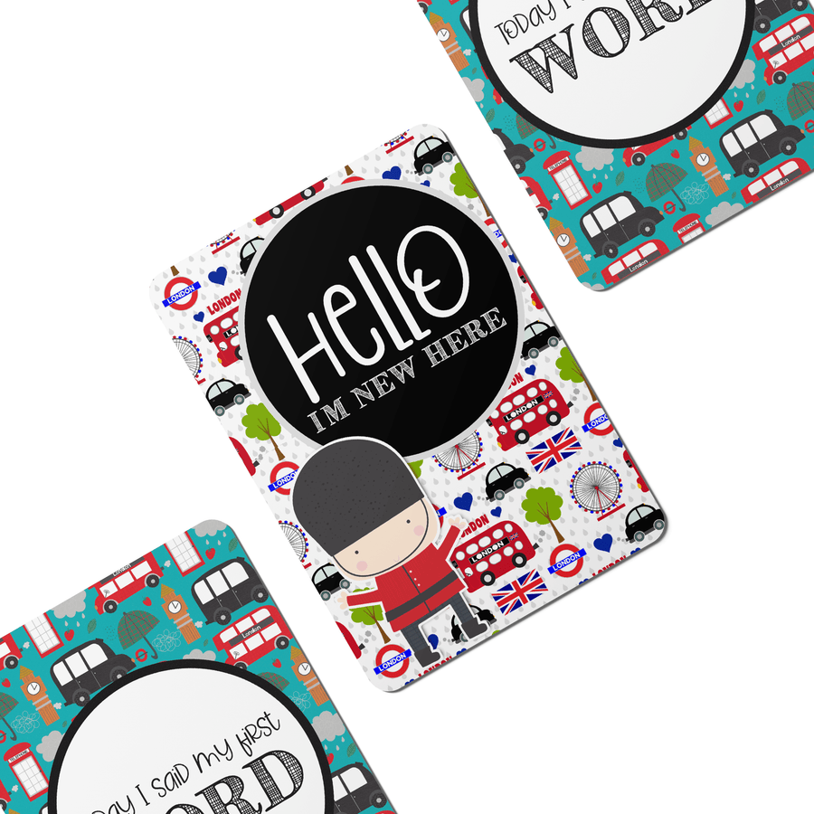 Little London Baby Milestone Cards - Set of 25 - Twinkle and Giraffe Designs