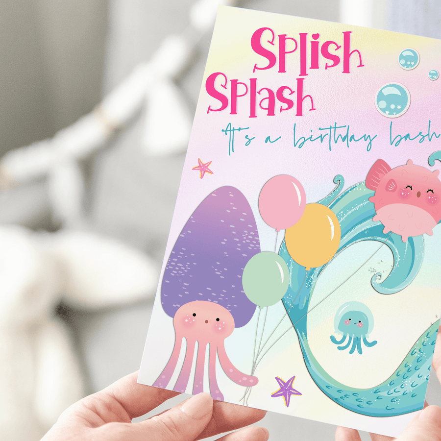 Mermaid Birthday Invitation, Birthday Party Invite, Editable Printable Invite - Twinkle and Giraffe Designs