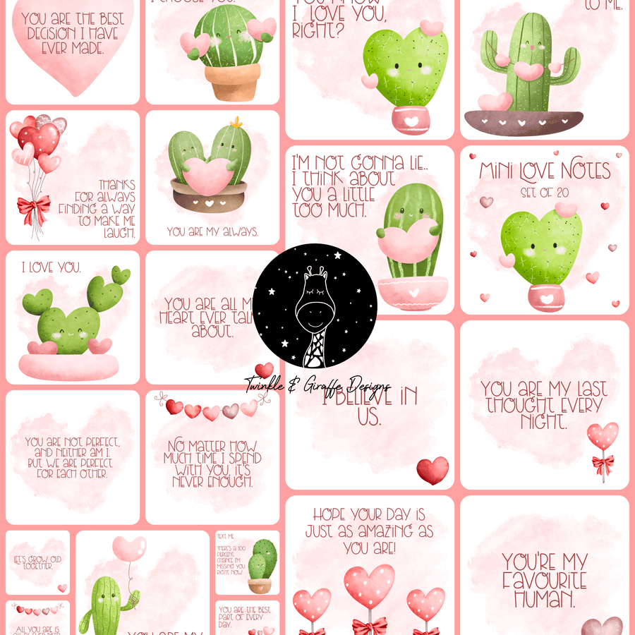 Mini Love Notes Valentine's Day, Boyfriend Cards, Husband Love Cards, Love Affirmations, Anniversary Cards - Twinkle and Giraffe Designs