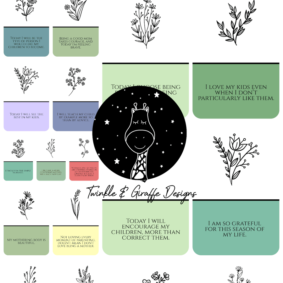 Motherhood Plants Affirmation Cards - Set of 30 - Twinkle and Giraffe Designs