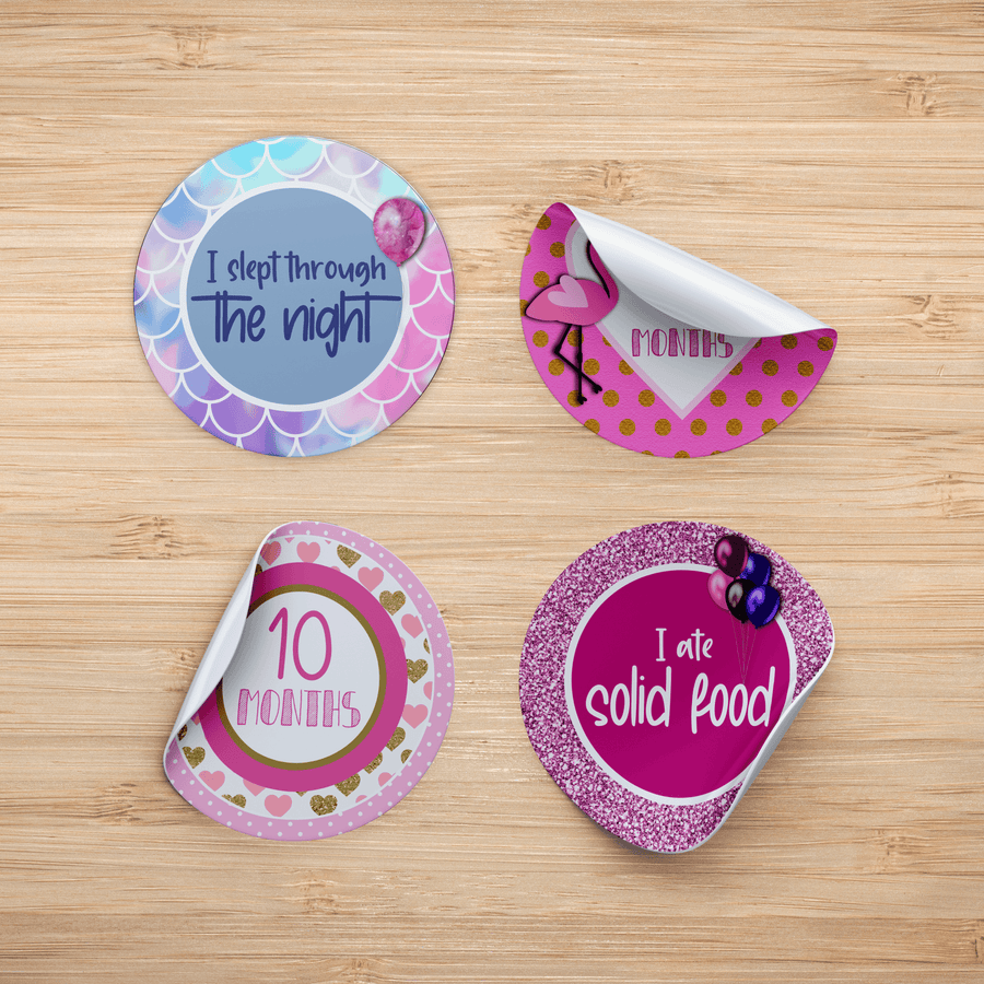 Pretty in Pink Milestone Stickers - Twinkle and Giraffe Designs