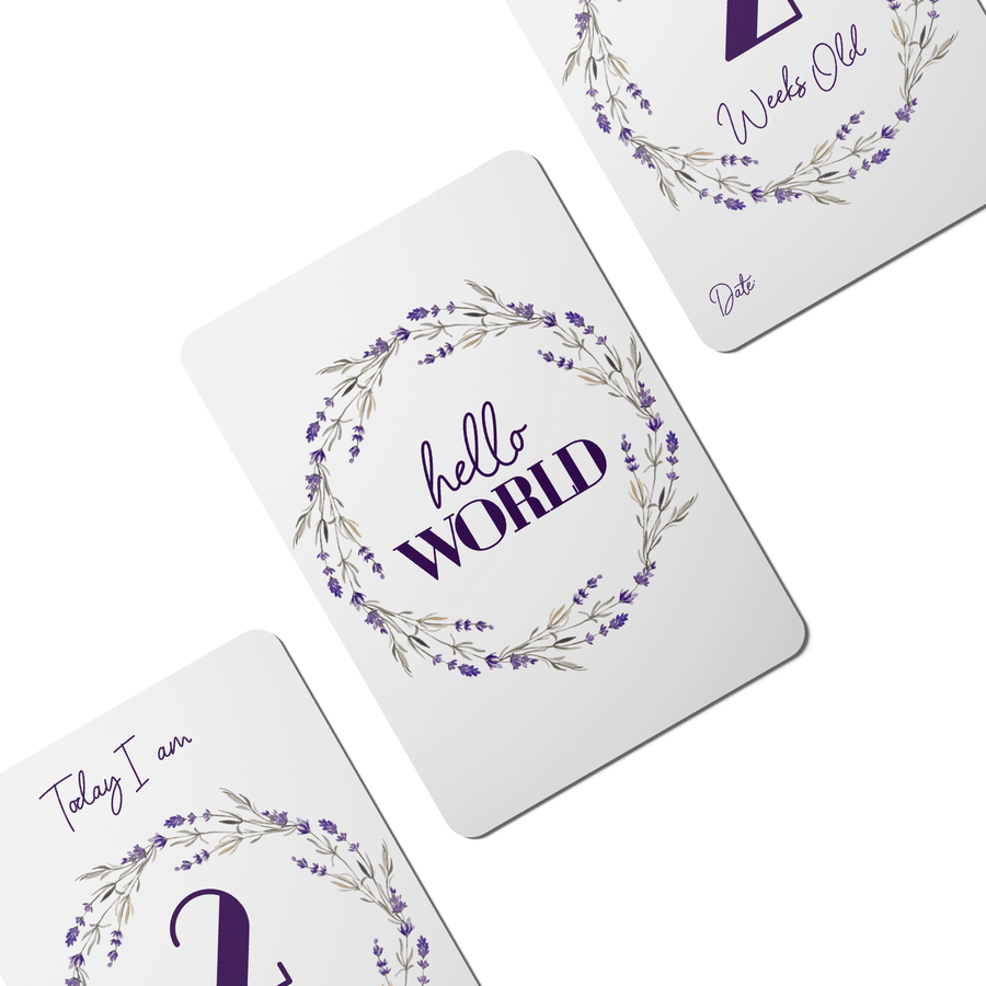 Purple Lavender Baby Milestone Cards - Set of 25 - Twinkle and Giraffe Designs