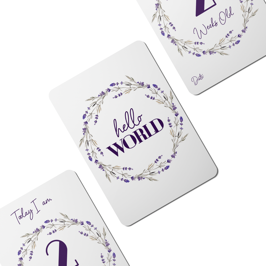 Purple Lavender Baby Milestone Cards - Set of 25 - Twinkle and Giraffe Designs