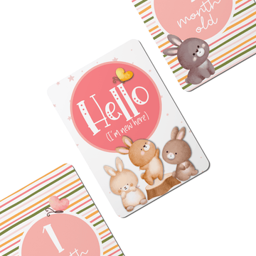 Spring Bunny Flowers Baby Milestone Cards - Set of 25 - Twinkle and Giraffe Designs