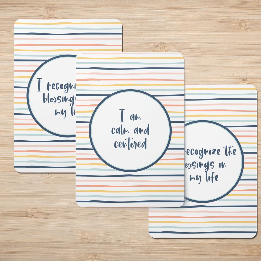 Striped Affirmation Cards - Set of 20 - Twinkle and Giraffe Designs
