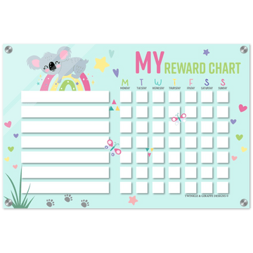 Sweet Koala Acrylic Reward Chart, Personalized Chore Chart, Acrylic Chore Chart, Kids Responsibility Chat, Dry Erase Chore Chart - Twinkle and Giraffe Designs
