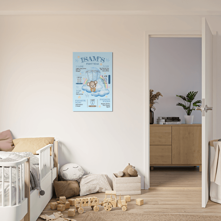Teddy Bear 1st Year Milestone Board Poster - Twinkle and Giraffe Designs