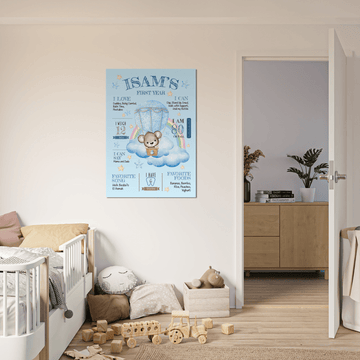 Teddy Bear 1st Year Milestone Board Poster - Twinkle and Giraffe Designs
